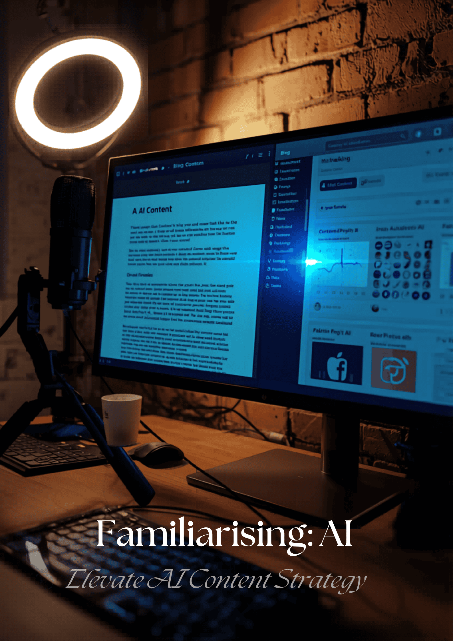 AI-assisted content marketing creation with blog, social media, and analytics tools